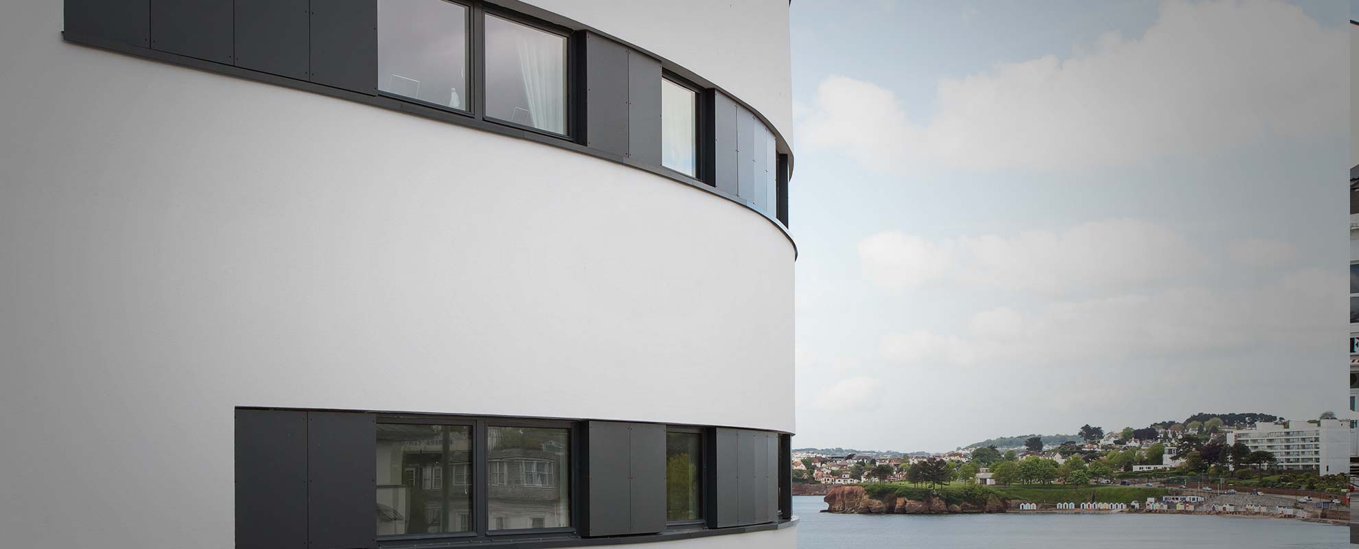 Aluminium windows overlooking the tourist area of Torquay