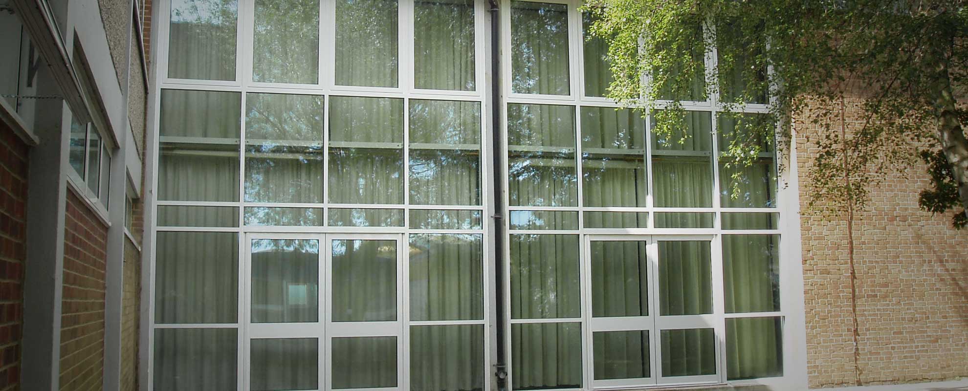 White aluminium curtain walling